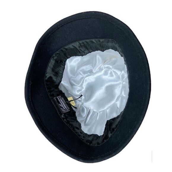 Vintage Callanan black wool cloche hat with sequin bow - Picture 4 of 5